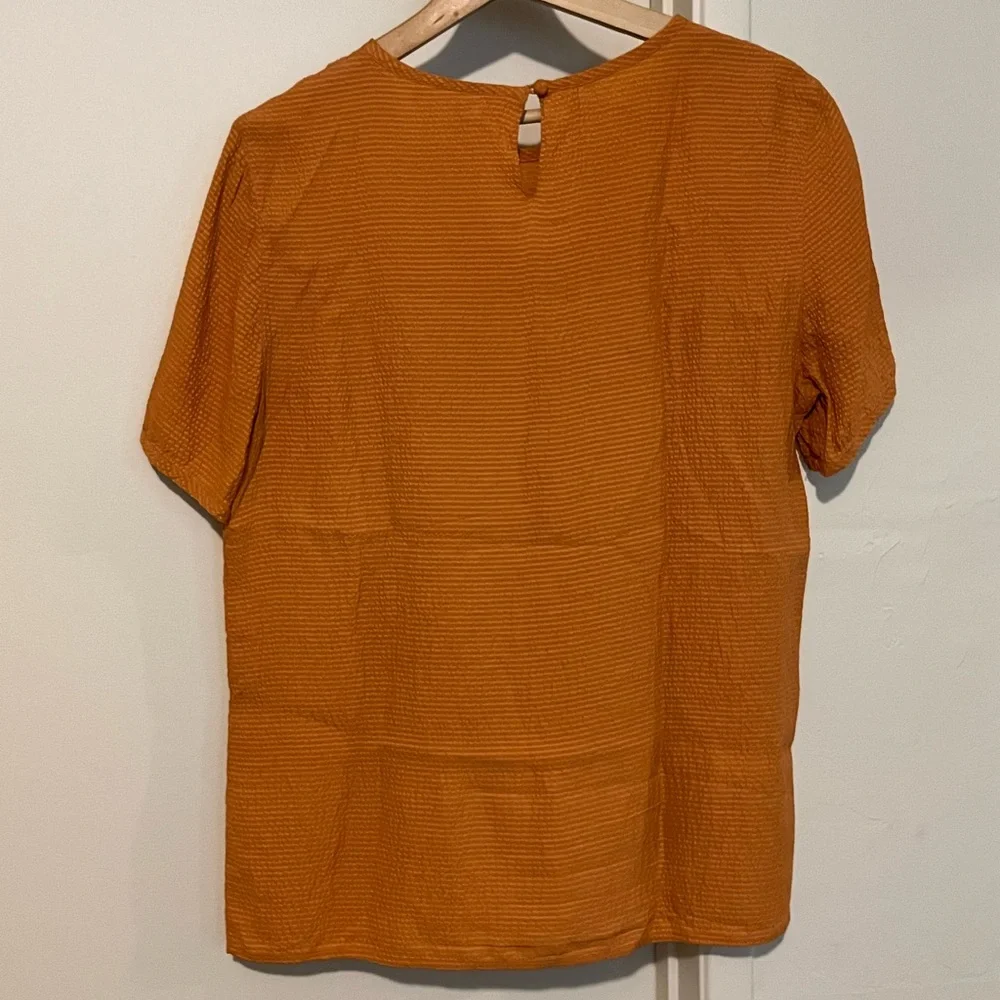 100% Silk Blouse by Casual Corner, Beautiful Orange Color, Size Large - Picture 2 of 3